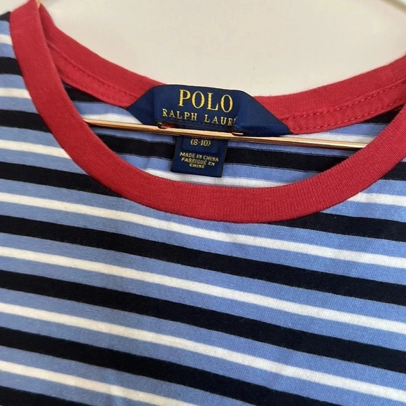 Polo Ralph Lauren Girls Striped cotton Jersey Dress with drawstring | M 8-10 - Picture 3 of 5
